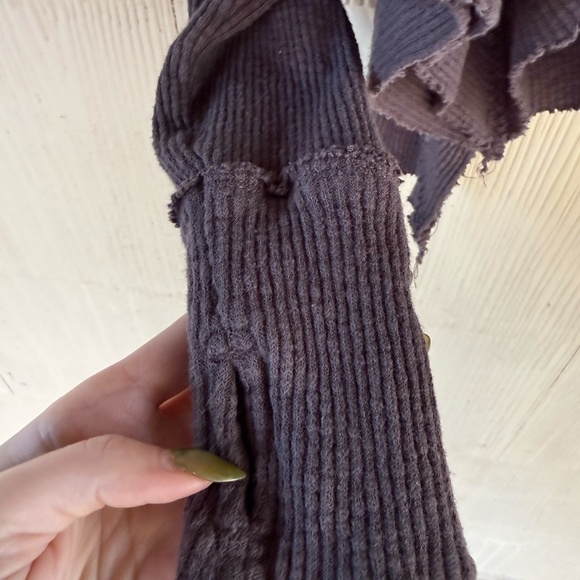 Free People We The Free Moon Daisy Thermal Pullover 'Horseshoe Brown' - Picture 3 of 5